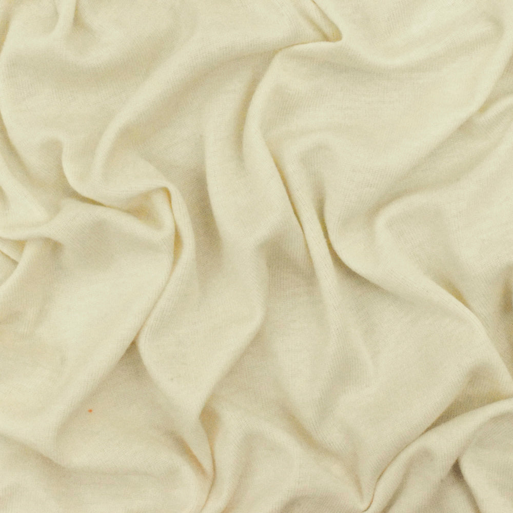 1 Yard Cream Ivory Solid Stretch 1x1 Rib Knit Fabric For Blouses And Activewear 62 Inches Width