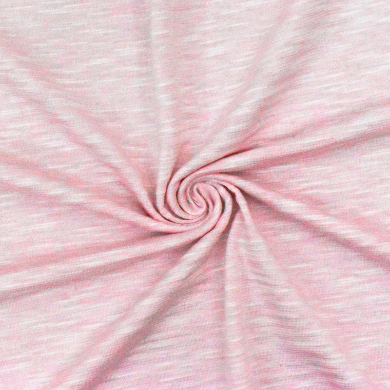 1 Yard Baby Pink White Crinkle Stripe Stretch Polyester Slub Jersey Knit Fabric For Blouses And Dancewear 60 Inches Width