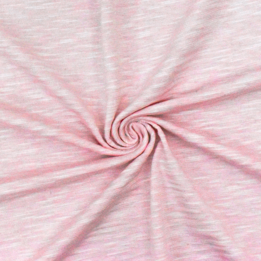 1 Yard Baby Pink White Crinkle Stripe Stretch Polyester Slub Jersey Knit Fabric For Blouses And Dancewear 60 Inches Width