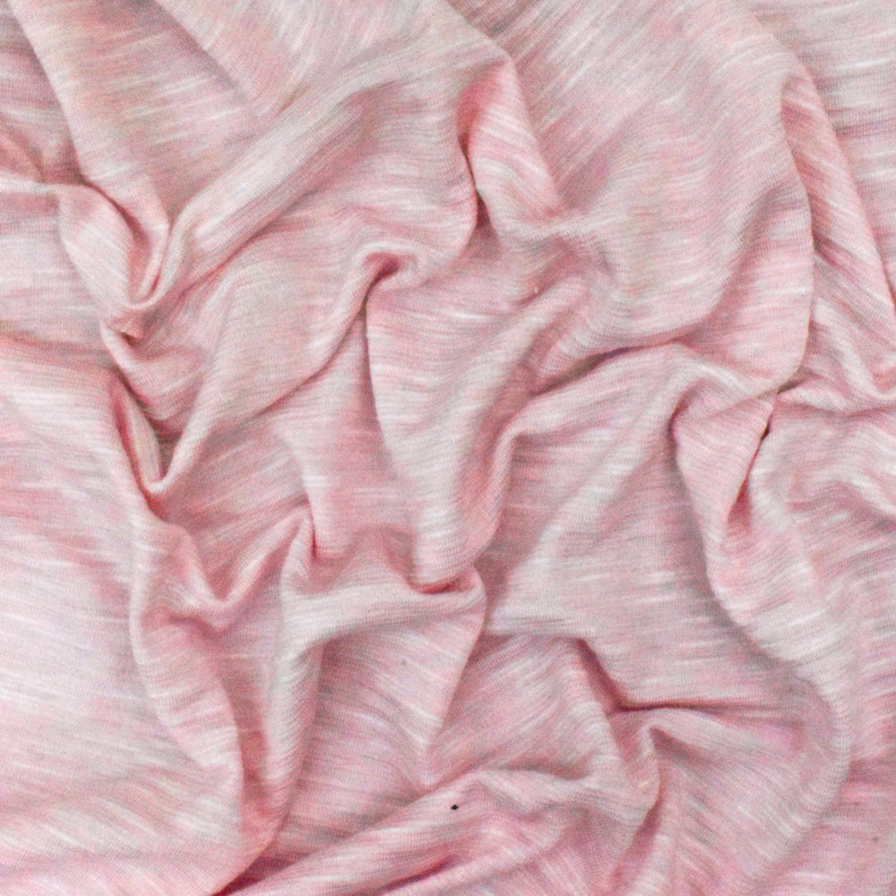 1 Yard Baby Pink White Crinkle Stripe Stretch Polyester Slub Jersey Knit Fabric For Blouses And Dancewear 60 Inches Width