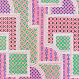 1 Yard Boho Pink White Multi Frame Print Stretch Polyester ITY Knit Fabric For Blouses And Dancewear 62 Inches Width