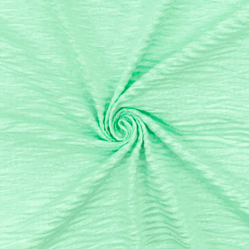 1 Yard Fresh Mint Crinkle Stretch Plisse Polyspan Jersey Knit Fabric For Blouses And Dancewear 60 Inches Width