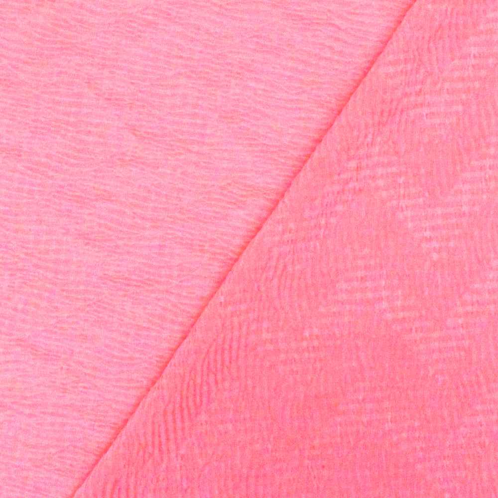 1 Yard Neon Pink Crinkle Stretch Plisse Polyspan Jersey Knit Fabric For Blouses And Dancewear 59 Inches Width