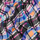 1 Yard Black Purple Multi Plaid Print Stretch Polyspan Jersey Knit Fabric For Blouses And Activewear 60 Inches Width