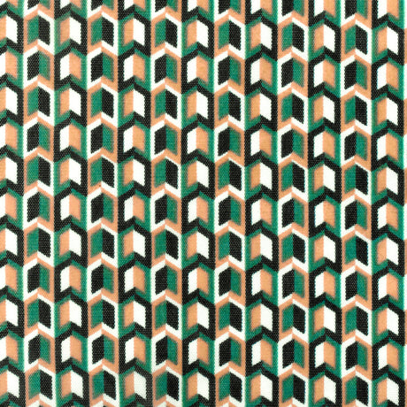 1 Yard Green White Multi Arrow Print Stretch Polyester Mesh Knit Fabric For Overlays And Dancewear 60 Inches Width
