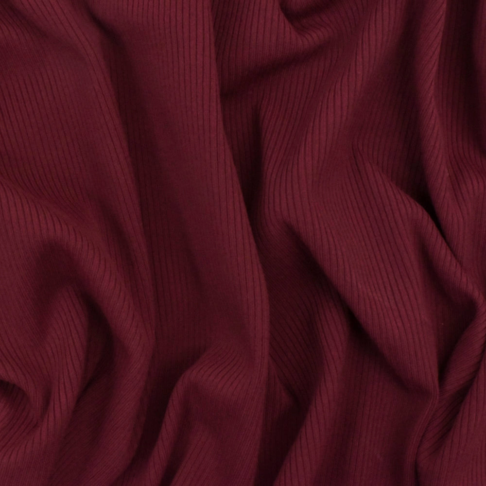 1 Yard Dark Red Stretch 2X2 Rib Knit Yoga Activewear Fabric Nylon Spandex 45 Inch Width