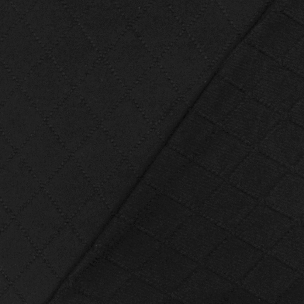 1 Yard Jet Black Diamond Quilt Stretch Polyester Knit Fabric 62 Inches Wide
