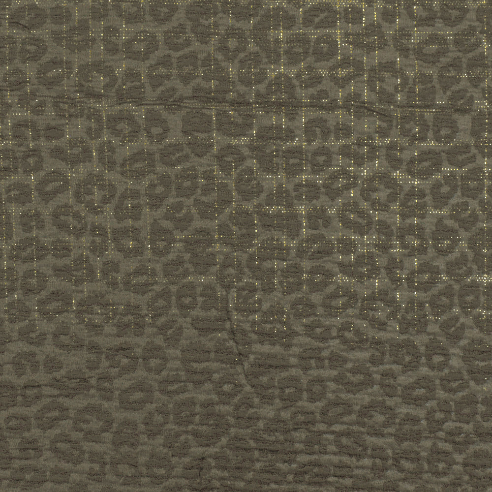 1 Yard Ash Olive Gold Leopard Metallic Plaid Stretch Double Knit Fabric 60 Inches Wide