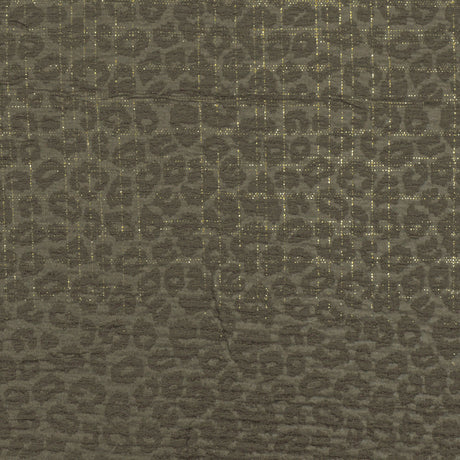 1 Yard Ash Olive Gold Leopard Metallic Plaid Stretch Double Knit Fabric 60 Inches Wide