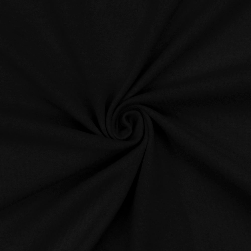 1 Yard Jet Black Solid Stretch Spandex Cotton Jersey Knit Fabric 60 Inches Wide