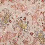 1 Yard Sugar Beige, Orange & Multi Paisley Printed Stretch Polyester ITY Knit Fabric, 58 Inches Wide