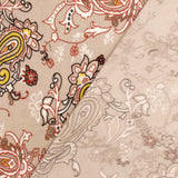 1 Yard Sugar Beige, Orange & Multi Paisley Printed Stretch Polyester ITY Knit Fabric, 58 Inches Wide