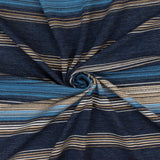 1 Yard Blue & Multi Striped Viscose Stretch Jersey Knit Fabric 64 Inches Wide