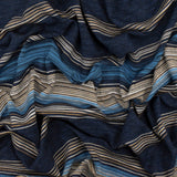 1 Yard Blue & Multi Striped Viscose Stretch Jersey Knit Fabric 64 Inches Wide