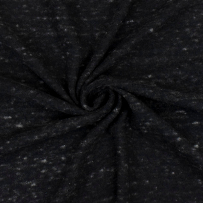 1 Yard Black & Speckled Brown Famous Designer Texture Brushed Back Rib Knit Fabric, 57 Inches Wide