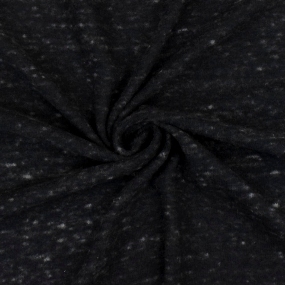 1 Yard Black & Speckled Brown Famous Designer Texture Brushed Back Rib Knit Fabric, 57 Inches Wide