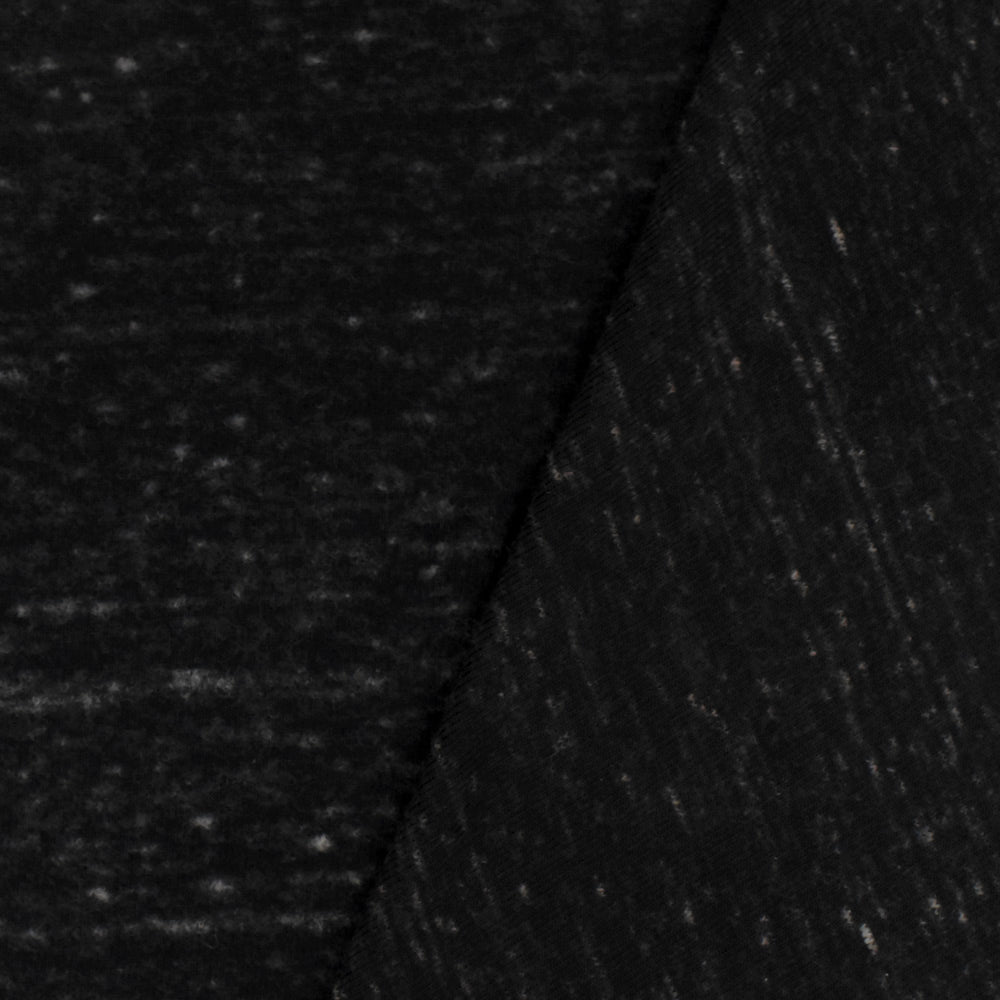 1 Yard Black & Speckled Brown Famous Designer Texture Brushed Back Rib Knit Fabric, 57 Inches Wide