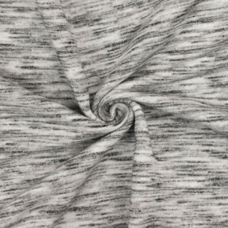 1 Yard Ash Black, Gray & Ivory Textured French Terry Knit Fabric 70 Inches Wide