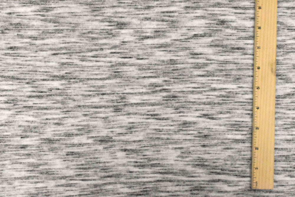 1 Yard Ash Black, Gray & Ivory Textured French Terry Knit Fabric 70 Inches Wide