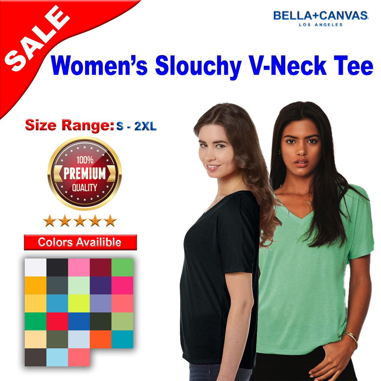 BELLA + CANVAS® Women’s Slouchy Short Sleeve V-Neck T-shirt