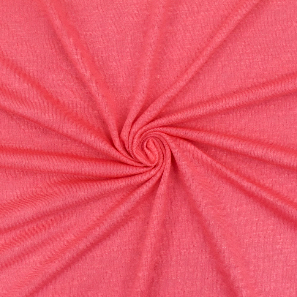 1 Yard Girly Pink Slub Stretch Rayon Jersey Knit Fabric Soft Matte 68 Inches Width