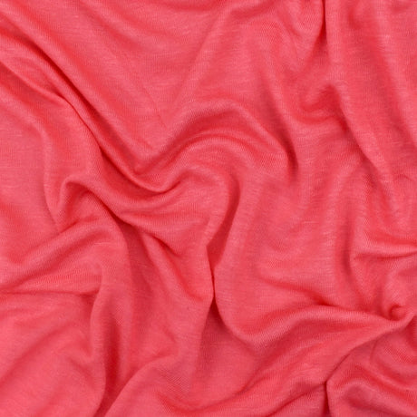 1 Yard Girly Pink Slub Stretch Rayon Jersey Knit Fabric Soft Matte 68 Inches Width