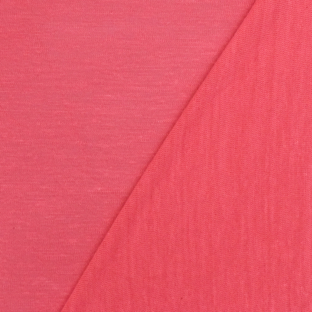 1 Yard Girly Pink Slub Stretch Rayon Jersey Knit Fabric Soft Matte 68 Inches Width
