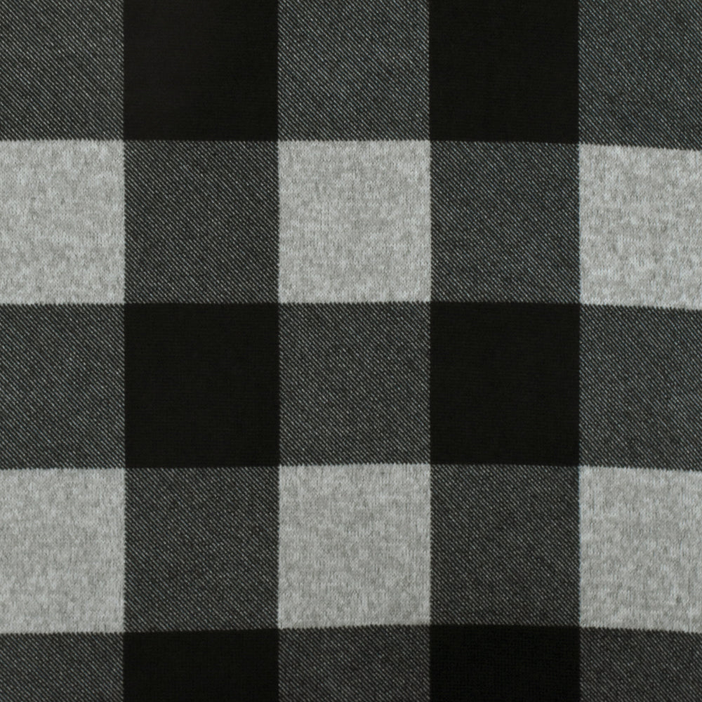 1 Yard Jet Black Gray Plaid Printed Stretch Polyester Brushed Jersey Knit Fabric 59 Inches Width