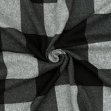 1 Yard Jet Black Gray Plaid Printed Stretch Polyester Brushed Jersey Knit Fabric 59 Inches Width