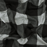 1 Yard Jet Black Gray Plaid Printed Stretch Polyester Brushed Jersey Knit Fabric 59 Inches Width