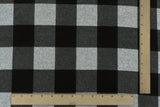 1 Yard Jet Black Gray Plaid Printed Stretch Polyester Brushed Jersey Knit Fabric 59 Inches Width