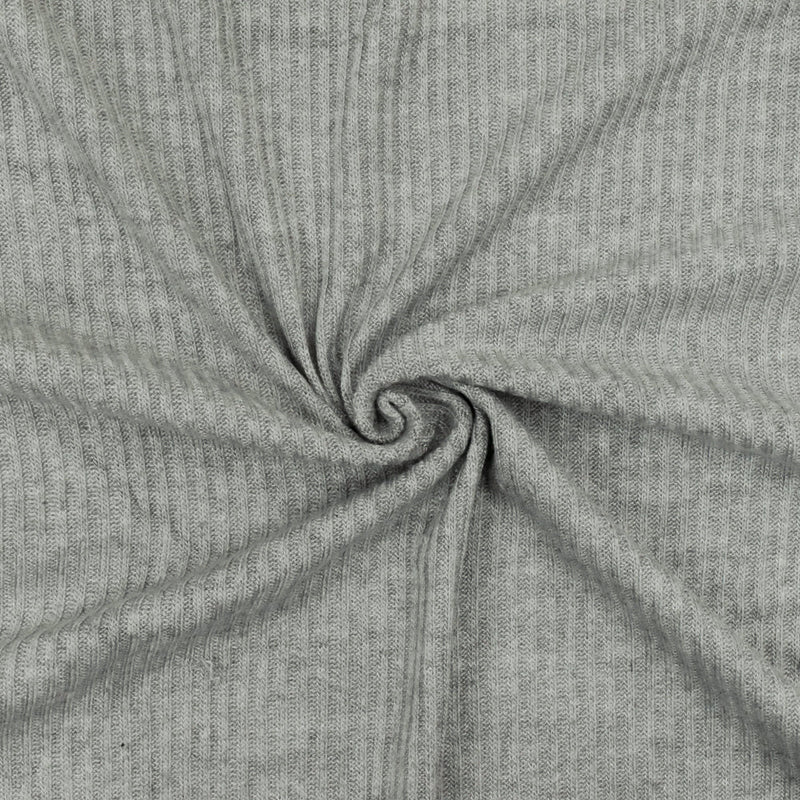 1 Yard Soft Gray Stretch Rib Knit Fabric Cotton Blend Soft Textured 59 Inches Width