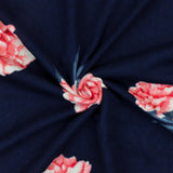 1 Yard Night Navy & Pink Multi Floral Printed Stretch Polyester Jersey Knit Fabric 62 Inches Width