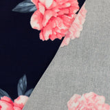 1 Yard Night Navy & Pink Multi Floral Printed Stretch Polyester Jersey Knit Fabric 62 Inches Width
