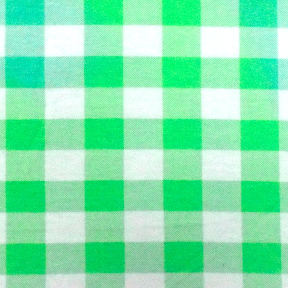 1 Yard Green Jade White Gingham Printed Stretch Polyester Jersey Knit Fabric 59 Inches Width