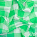 1 Yard Green Jade White Gingham Printed Stretch Polyester Jersey Knit Fabric 59 Inches Width