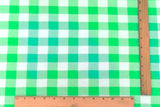 1 Yard Green Jade White Gingham Printed Stretch Polyester Jersey Knit Fabric 59 Inches Width