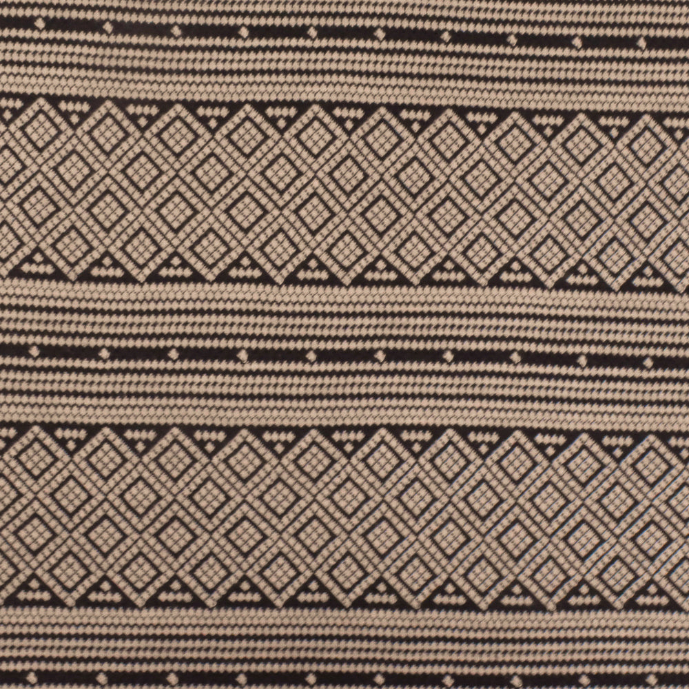 1 Yard Sand Beige & Black Aztec Jacquard Stretch Polyester Double Knit Fabric 61 Inches Wide