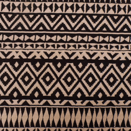 1 Yard Dusty Beige & Black Aztec Jacquard Stretch Polyester Double Knit Fabric 63 Inches Width