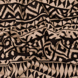 1 Yard Dusty Beige & Black Aztec Jacquard Stretch Polyester Double Knit Fabric 63 Inches Width