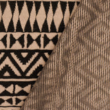 1 Yard Dusty Beige & Black Aztec Jacquard Stretch Polyester Double Knit Fabric 63 Inches Width