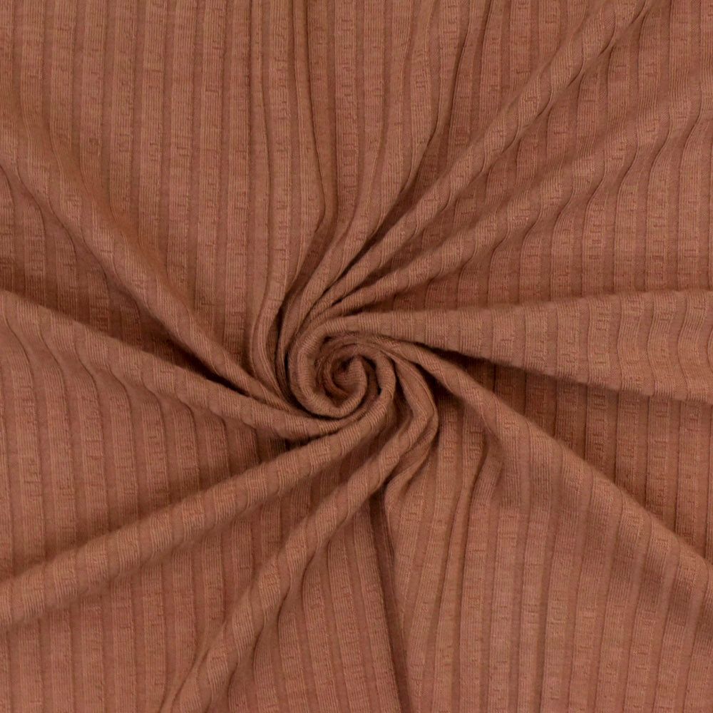 1 Yard Clay Brown Stretch Rib Knit Fabric Soft Textured 56 Inches Width