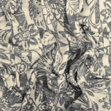 1 Yard Heather Gray & Beige Floral Stripe Printed Stretch Jersey Knit Fabric Soft, 58 Inches Width