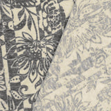 1 Yard Heather Gray & Beige Floral Stripe Printed Stretch Jersey Knit Fabric Soft, 58 Inches Width