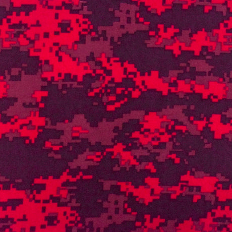 1 Yard Red Multi Pixel Camo Printed Double Brushed Stretch ITY Jersey Knit Fabric Soft Polyester Spandex, 64 Inches Width