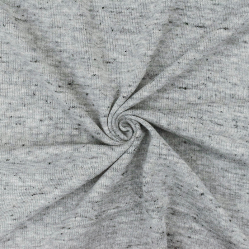 1 Yard Gray & Black Spots Slubbed Jersey Textured Stretch Knit for Apparel & Dancewear, 60" Wide