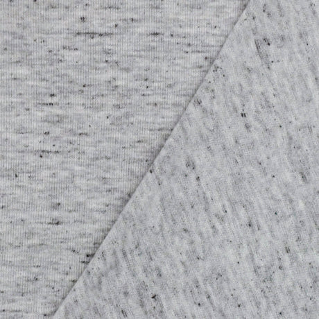 1 Yard Gray & Black Spots Slubbed Jersey Textured Stretch Knit for Apparel & Dancewear, 60" Wide