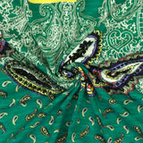 1 Yard Turquoise Multi Paisley Stripe Printed Stretch Poly Slub Jersey Knit Fabric 59 Inches Width
