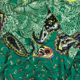 1 Yard Turquoise Multi Paisley Stripe Printed Stretch Poly Slub Jersey Knit Fabric 59 Inches Width