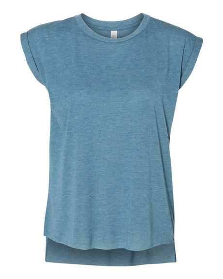 BELLA + CANVAS® Women’s Flowy Rolled Cuffs Muscle T-Shirt